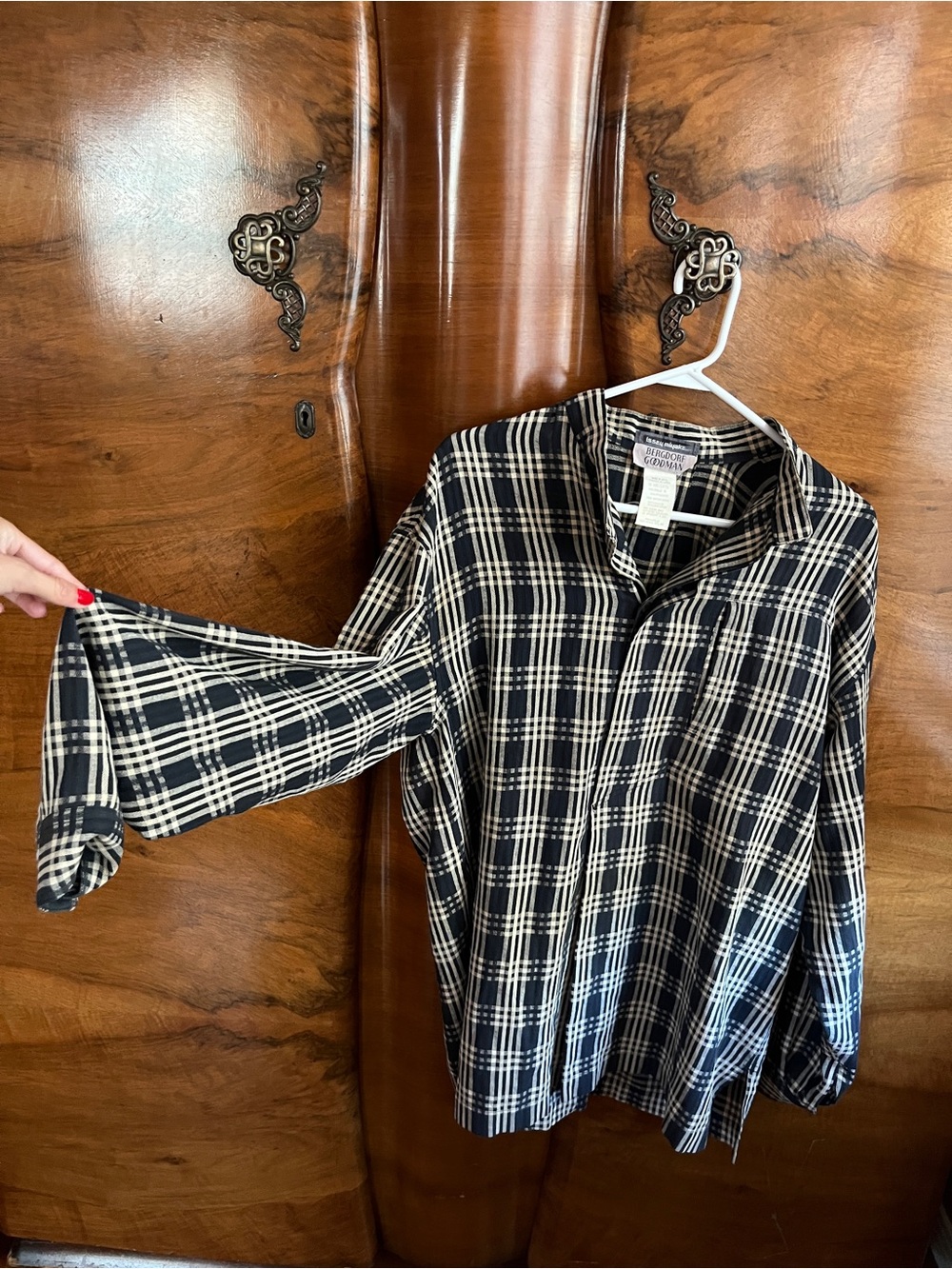 Rare Issey Miyake Navy and White Plaid Men’s Shirt - Casual Long Sleeve - Picture 3 of 6
